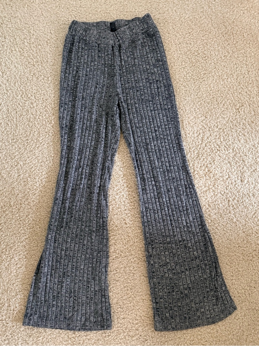 SHEIN Gray Ribbed Wide Leg Knit Pants